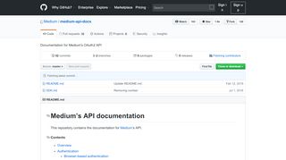 
                            9. GitHub - Medium/medium-api-docs: Documentation for Medium's ...
