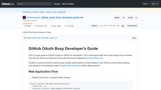 
                            2. GitHub OAuth Busy Developer's Guide - gists · GitHub