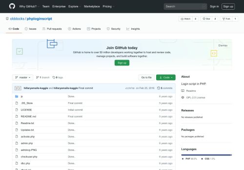 
                            2. GitHub - olddocks/phploginscript: Login script in PHP.