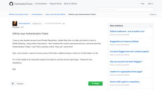 
                            8. GitHub says Authentication Failed - GitHub Community Forum