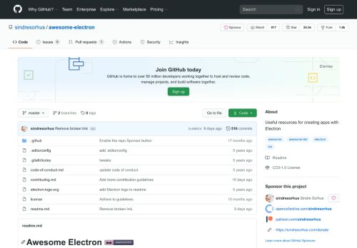 
                            12. GitHub - sindresorhus/awesome-electron: Useful resources for ...