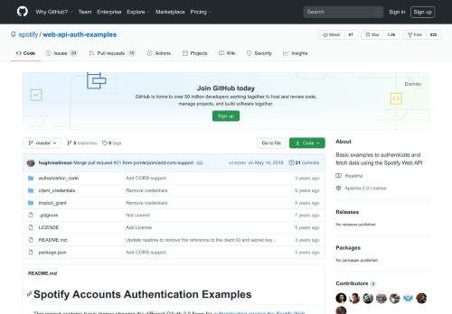 
                            5. GitHub - spotify/web-api-auth-examples: Basic examples to ...