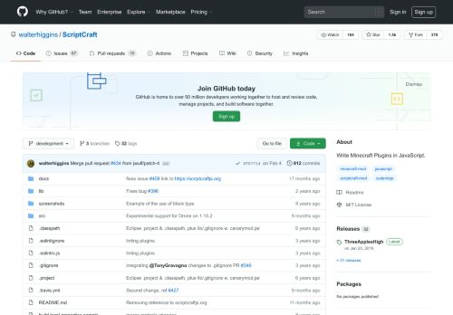 
                            9. GitHub - walterhiggins/ScriptCraft: Write Minecraft Plugins in JavaScript.