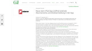 
                            8. G+J: Neue stern iPad-App eröffnet erstmals Abonnements und ...