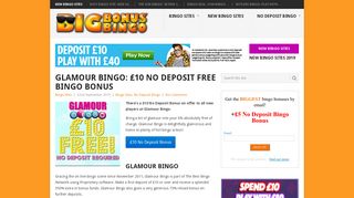 
                            3. Glamour Bingo: £10 No Deposit Free Bingo Bonus - Big Bonus Bingo ...