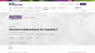 
                            11. Glecaprevir/pibrentasvir for hepatitis C | Australian Prescriber