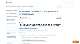 
                            8. Glencoe McGraw-Hill Science (Grade 4) Student Login – Irvine Unified ...