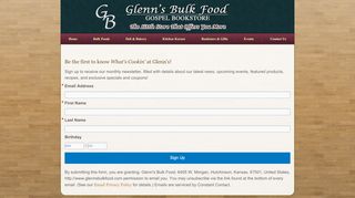 
                            3. Glenn's Bulk Food - Newsletter Signup