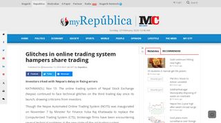 
                            8. Glitches in online trading system hampers share trading - My Republica