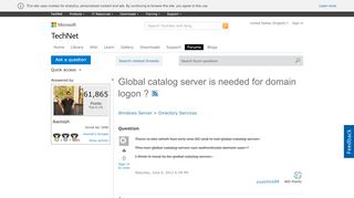 
                            6. Global catalog server is needed for domain logon ? - Microsoft