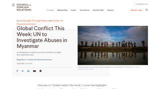 
                            8. Global Conflict This Week: UN to Investigate Abuses in Myanmar ...