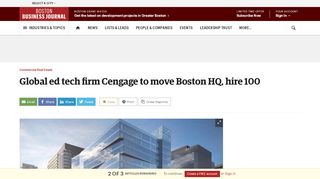 
                            13. Global ed tech firm Cengage to move Boston HQ, hire 100 - Boston ...