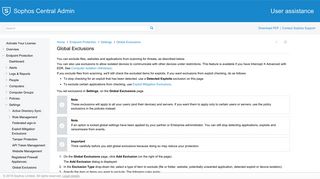 
                            4. Global Exclusions - Documentation - Sophos