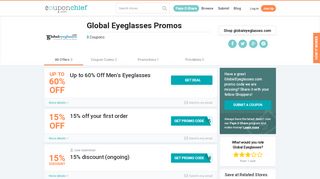 
                            12. Global Eyeglasses Coupons - Save 15% w/ Feb. '19 Promotional Codes