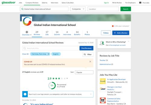 
                            11. Global Indian International School Reviews | Glassdoor