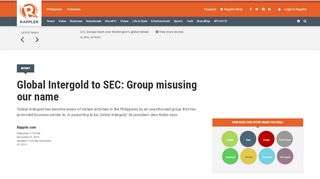 
                            8. Global Intergold to SEC: Group misusing our name - Rappler