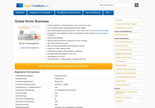 
                            6. Global Konto Business - Prepaid Kreditkarten