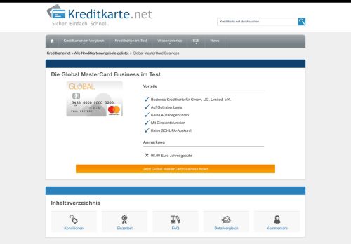 
                            4. Global MasterCard Business - Kreditkarte.net