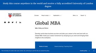 
                            10. Global MBA | University of London