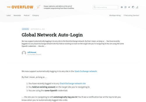 
                            8. Global Network Auto-Login - Stack Overflow Blog