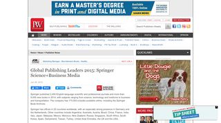 
                            11. Global Publishing Leaders 2015: Springer Science+Business Media