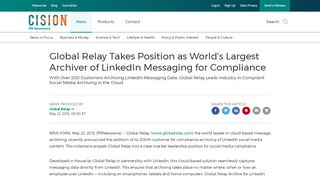 
                            10. Global Relay Takes Position as World's Largest Archiver of LinkedIn ...