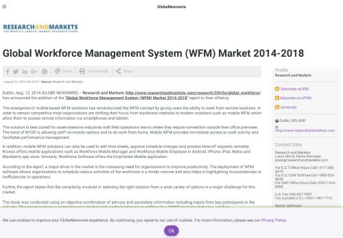 
                            3. Global Workforce Management System (WFM) Market 2014-2018