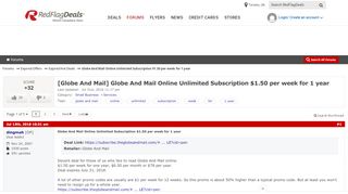 
                            12. [Globe And Mail] Globe And Mail Online Unlimited Subscription $1 ...