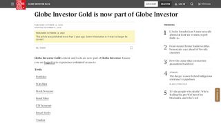 
                            3. Globe Investor Gold is now part of Globe Investor - The Globe and Mail