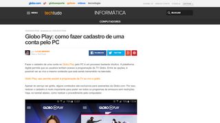 
                            10. Globo Play: como fazer cadastro de uma conta pelo PC | Dicas e ...