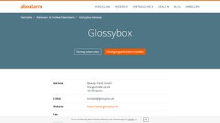 
                            9. Glossybox Hotline, Anschrift, Faxnummer und E-Mail - Aboalarm