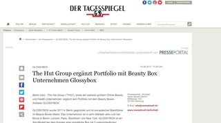 
                            8. GLOSSYBOX: The Hut Group ergänzt Portfolio mit Beauty Box ...