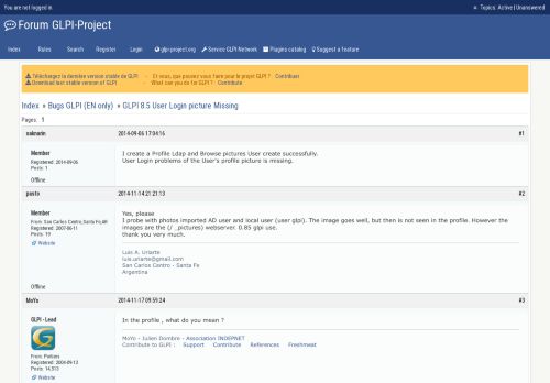 
                            13. GLPI 8.5 User Login picture Missing / Bugs GLPI (EN only) / Forum ...