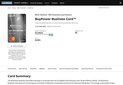 
                            10. GM BuyPower Business Card from Capital One Review | US News