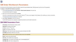 
                            8. GM Order Workbench Parameters - cdkglobalonline.com