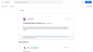 
                            8. Gmail app keeps crashing - Google Product Forums