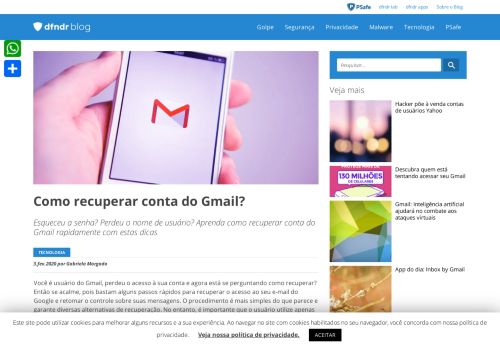
                            7. Gmail: como recuperar sua conta no email do Google - PSafe