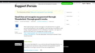 
                            13. Gmail does not recognize my password through Thunderbird. Through ...