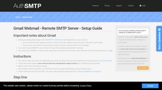 
                            3. Gmail (Google Mail) authenticated SMTP server setup guide - AuthSMTP