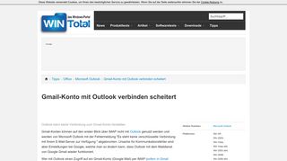 
                            9. Gmail-Konto mit Outlook verbinden scheitert - Tipps & Tricks - WinTotal