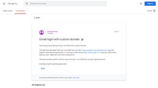 
                            2. Gmail login with custom domain - Google Product Forums
