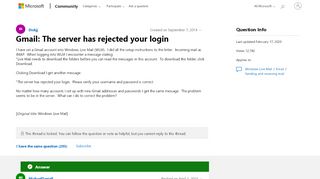 
                            6. Gmail: The server has rejected your login - Microsoft Community