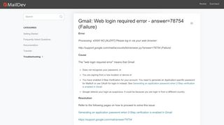 
                            3. Gmail: Web login required error - answer=78754 (Failure) - MailDev ...