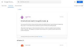 
                            11. Gmail will only load in incognito mode - Google Product Forums