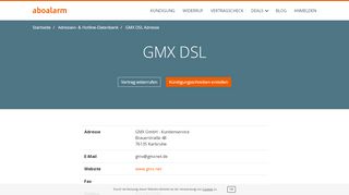 
                            12. GMX DSL Hotline, Anschrift, Faxnummer und E-Mail - Aboalarm