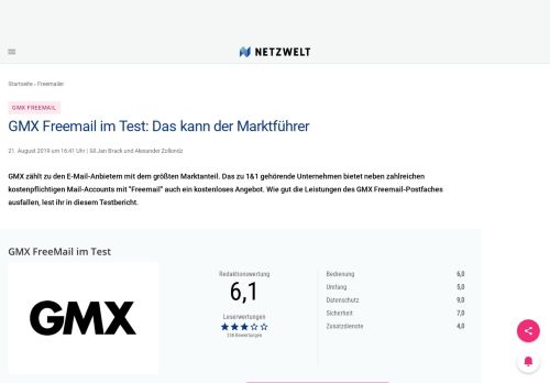 
                            9. GMX Freemail im Test: Das kann der Marktführer - NETZWELT