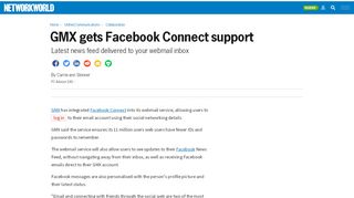 
                            12. GMX gets Facebook Connect support | Network World