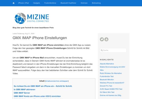 
                            13. GMX IMAP Konto am iPad oder iPhone einrichten - MIZINE
