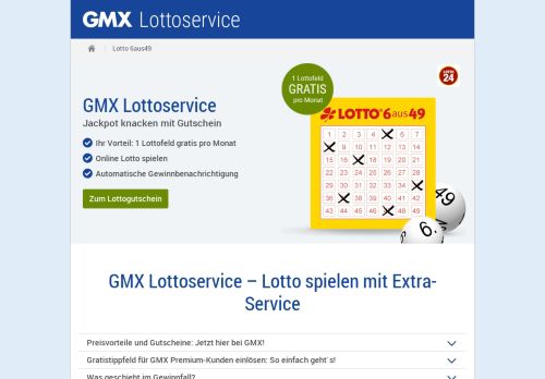 
                            2. GMX Lottoservice – Lotto spielen mit Extra-Service