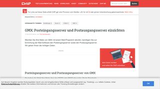 
                            13. GMX: Posteingangsserver und Postausgangsserver einrichten - CHIP
